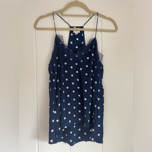 CAMI NYC Racer Charmeuse in Navy/White Polka Size S